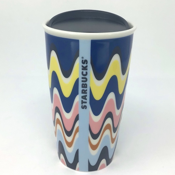 Starbucks Wavy Pastel Stripe Ceramic Travel Tumbler 12oz - Picture 1 of 8